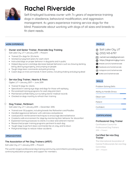 Dog Trainer Resume Example & Writing Tips for 2022